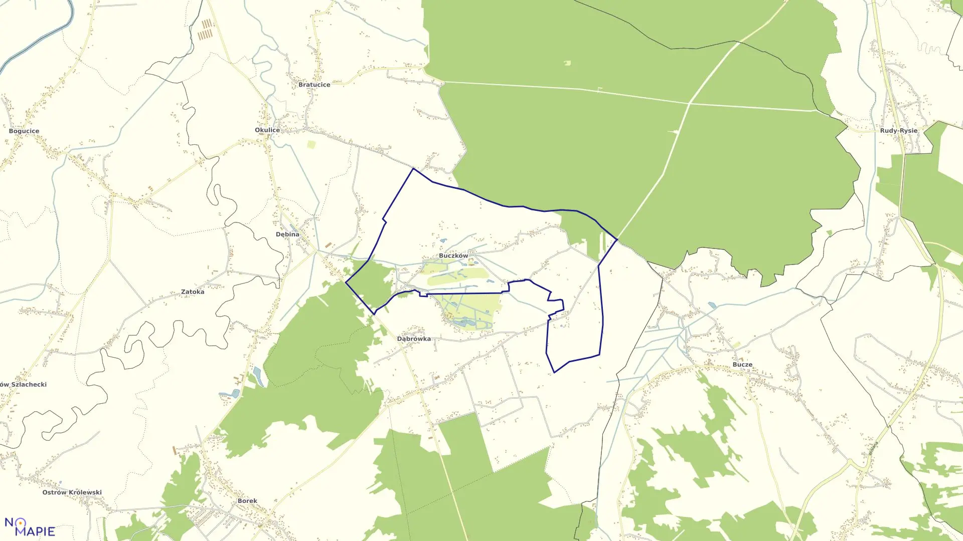 Mapa obrębu Buczków w gminie Rzezawa