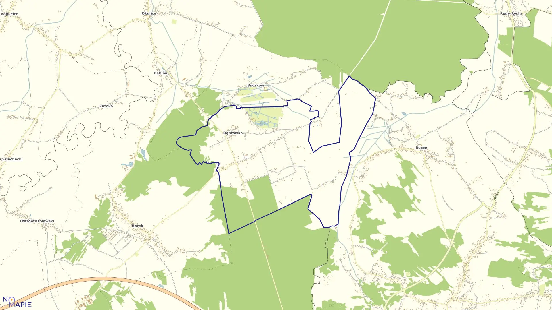 Mapa obrębu Dąbrówka w gminie Rzezawa